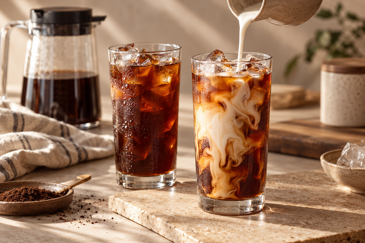 Cold brew em casa: receita, proporção e tempo de infusão.