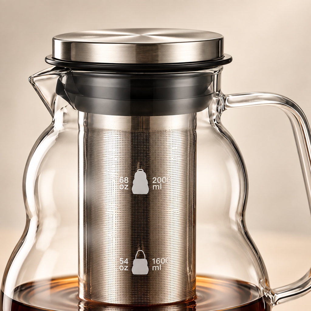 Cafeteira de Vidro 2 L com Filtro em Aço Inoxidável