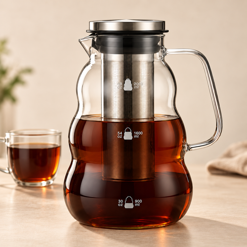 Cafeteira de Vidro 2 L com Filtro em Aço Inoxidável
