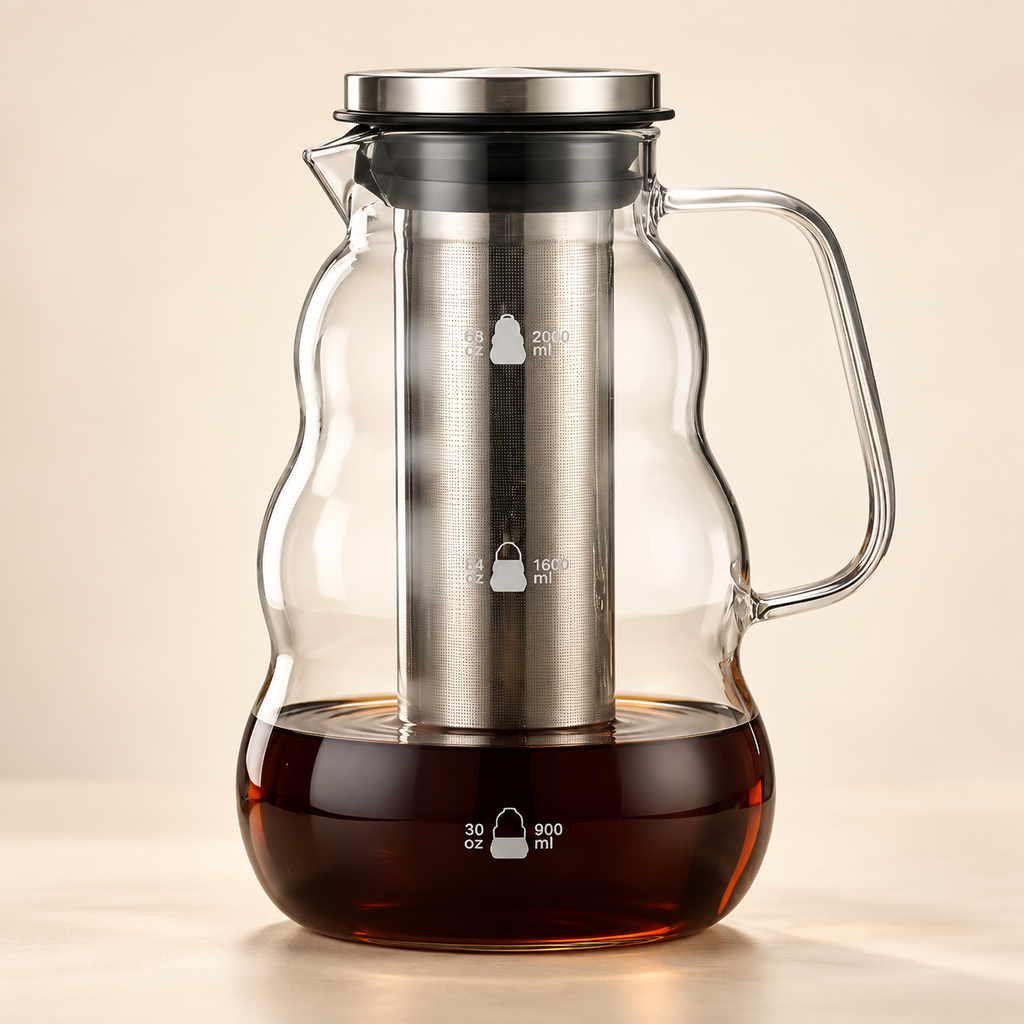 Cafeteira de Vidro 2 L com Filtro em Aço Inoxidável