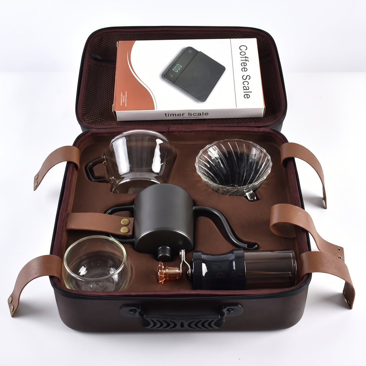 Kit de Café de Viagem 9 Peças com Moinho Manual