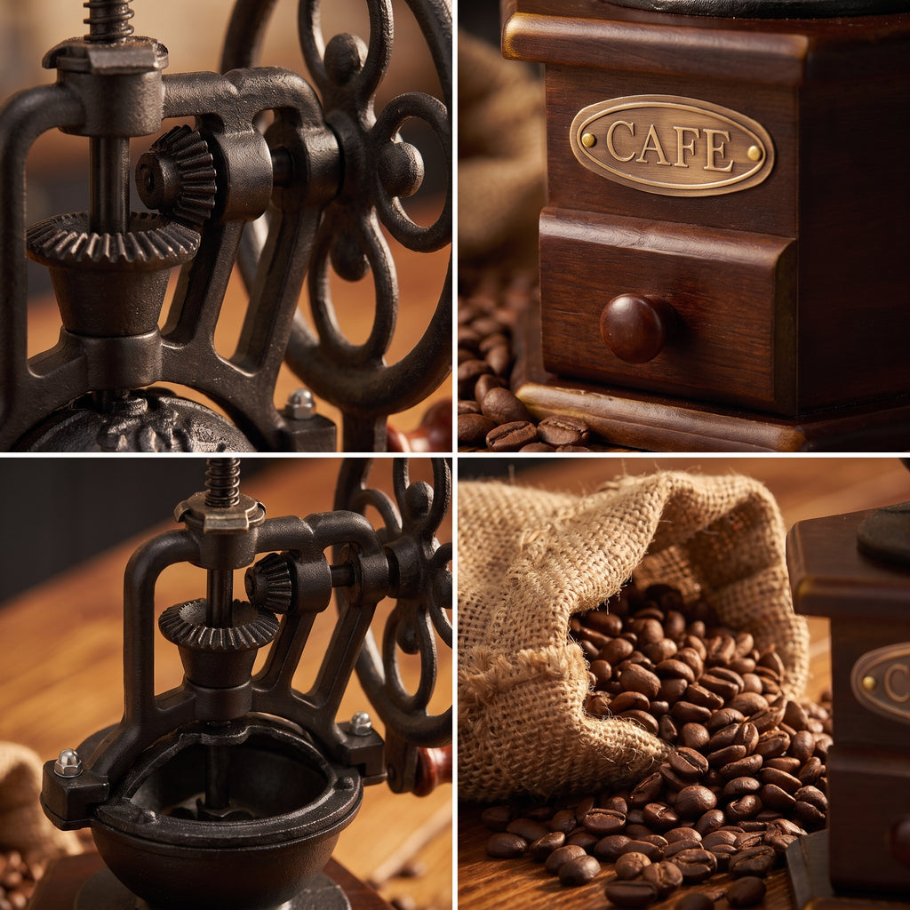 Moinho Manual de Café Vintage com Moagem Ajustável