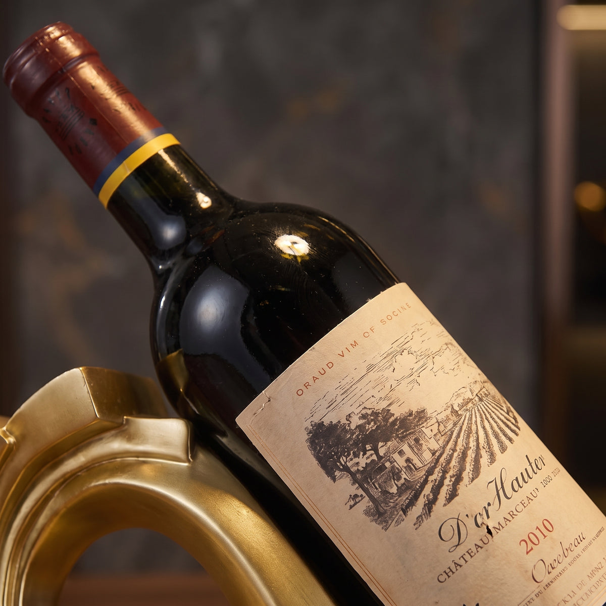 Suporte Espiral Dourado para 1 Garrafa de Vinho