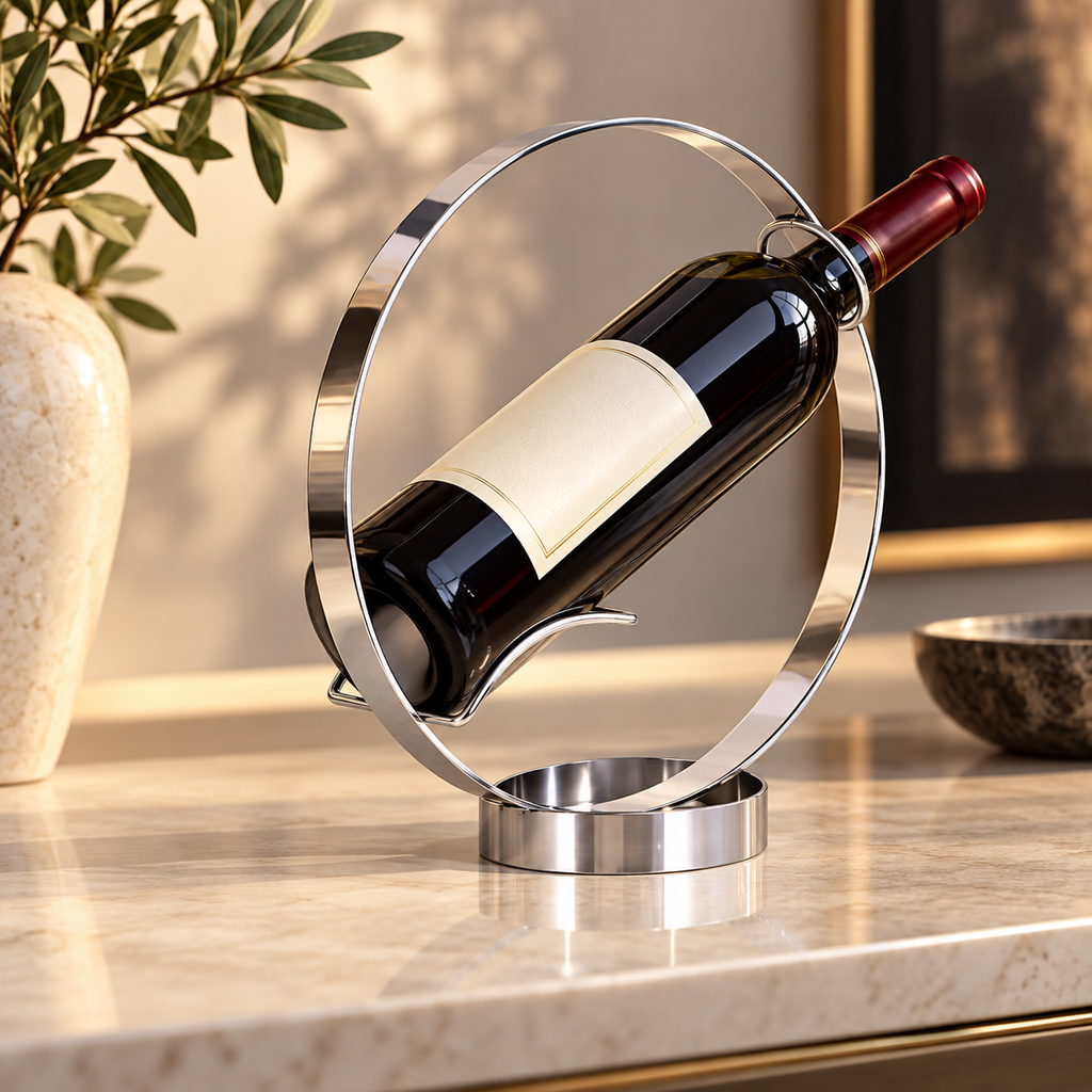 Suporte de Mesa em Metal para 1 Garrafa de Vinho